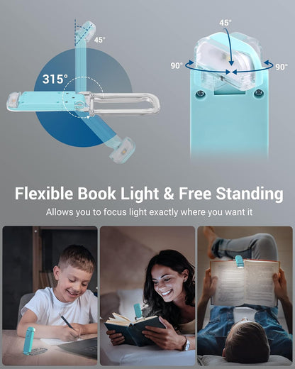 DEWENWILS USB Rechargeable Book Reading Light, Clip on Book Light (Blue)