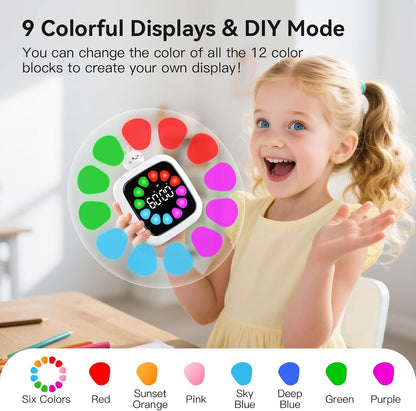 Yunbaoit Digital Visual Timer for Kids, 99-Minute Countdown, Rechargeable | 19 Music Alarm, Pause Function, 9 Optional DIY Color Planet Display, Robot Doll, for Study, Homeschool, Kitchen