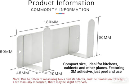 Stainless Steel Wall Mounted Cutting Board Holder Punch-Free Adhesive Multifunctional Kitchen Organizer Pot Lid Storage Rack 7" x 2.3" x 1.8" White