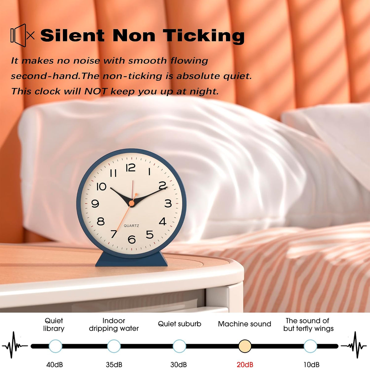 AYRELY® 4.5" Analog Alarm Clock, Small Retro Desk Clock and Table Clock