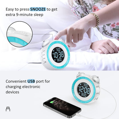 uscce Loud Dual Alarm Clock with Powerful Adjustable Bed Shaker