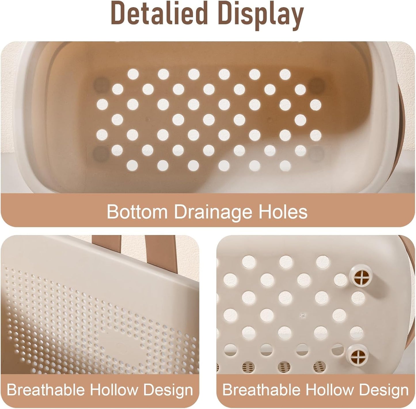JiatuA Plastic Storage Basket with Handle Portable Shower Caddy Tote Organizer Basket Bin for Bathroom Kitchen Dorm Room Bedroom, Green | Sturdy Drainage Large Capacity Organizer Basket with Silicone Handles for Bathroom Kitchen Bedroom College Dorm