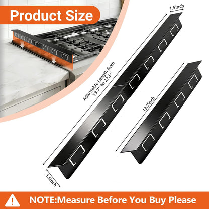 “T” design Stove Gap Covers 2 Pack, Adjustable 13.8” to 27.5”Stove Gap Filler Stainless Steel, Heat Resistant Range Trim Kit, Oven Side Gap Filler，Easy to Clean and Maintain