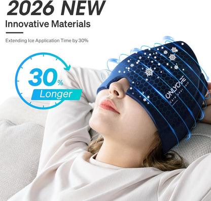 ONLYCARE Migraine Relief Cap, Headache Relief Cold Cap for Migraine Relief | Soothing Headache Ice Face Pack Mask, Cold Compress Head Wrap for Sinus, Tension, Stress, Hangover, Self Care Gifts for Women