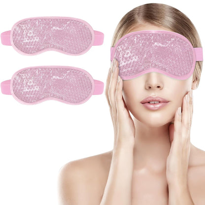 2Pack Cold Cooling Eye Mask, Reusable Hot Colder Therapy Gel Bead with Plush Backing for Puffiness Migraine Stress Relief Skin Care Dry Eyes