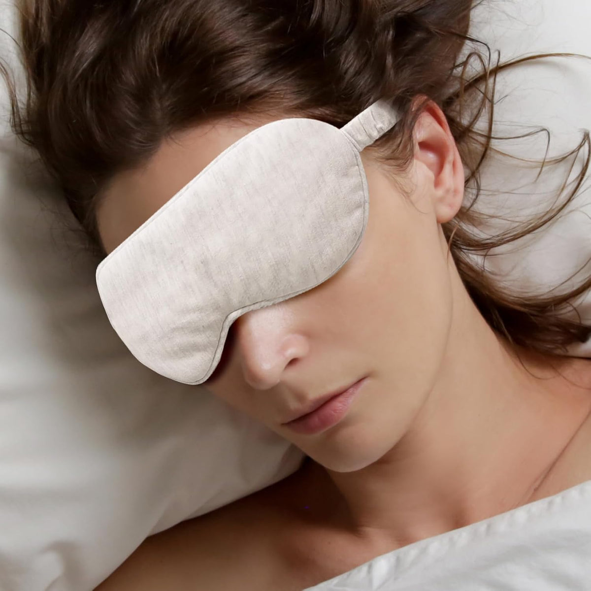 Eye Masks for Sleep, Beige Organic Cotton Sleep Mask Lightweight Elastic Eye Mask for Men Women Sleeping, Traveling