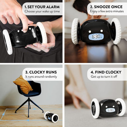 CLOCKY Alarm Clock on Wheels – Loud Rolling Alarm Clock for Heavy Sleepers