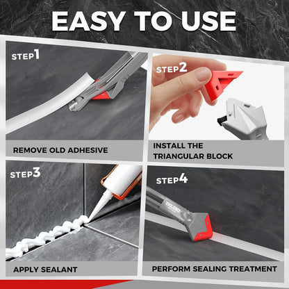 7 in 1 Caulking Tool with 5 Silicone Pads and 10pcs Caulking Tool Kit, Caulk Remover Tool with Replacement Blades and Unclogging Needle, Caulking Removal Tool for Kitchen Bathroom and Window