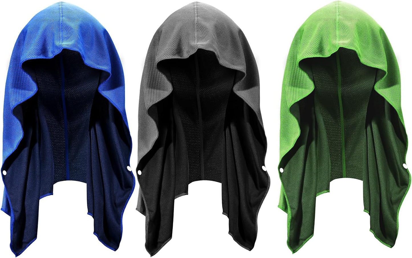 3 Pack Cooling Hoodie Towel, UPF 50 Sun Protection Cooling Towels for Neck and Face, Quick Drying Ice Towels for Hot Weather, Cooling Neck Wraps for Sport, Workout, Gym, Camping