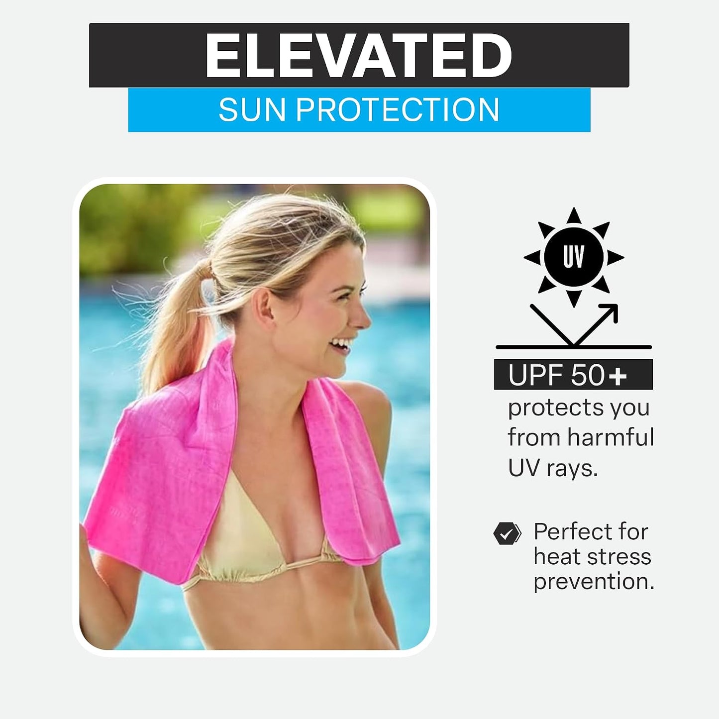 COLD FACTOR Instant PVA Cooling Towels, Cooling Neck Wraps, Blue, 3 Pack | 5 Hours of Cooling, UPF 50+, Soft Cooling Towels for Neck and Face, Machine Washable, Ideal for Sports & Workouts, 3"x29.5"