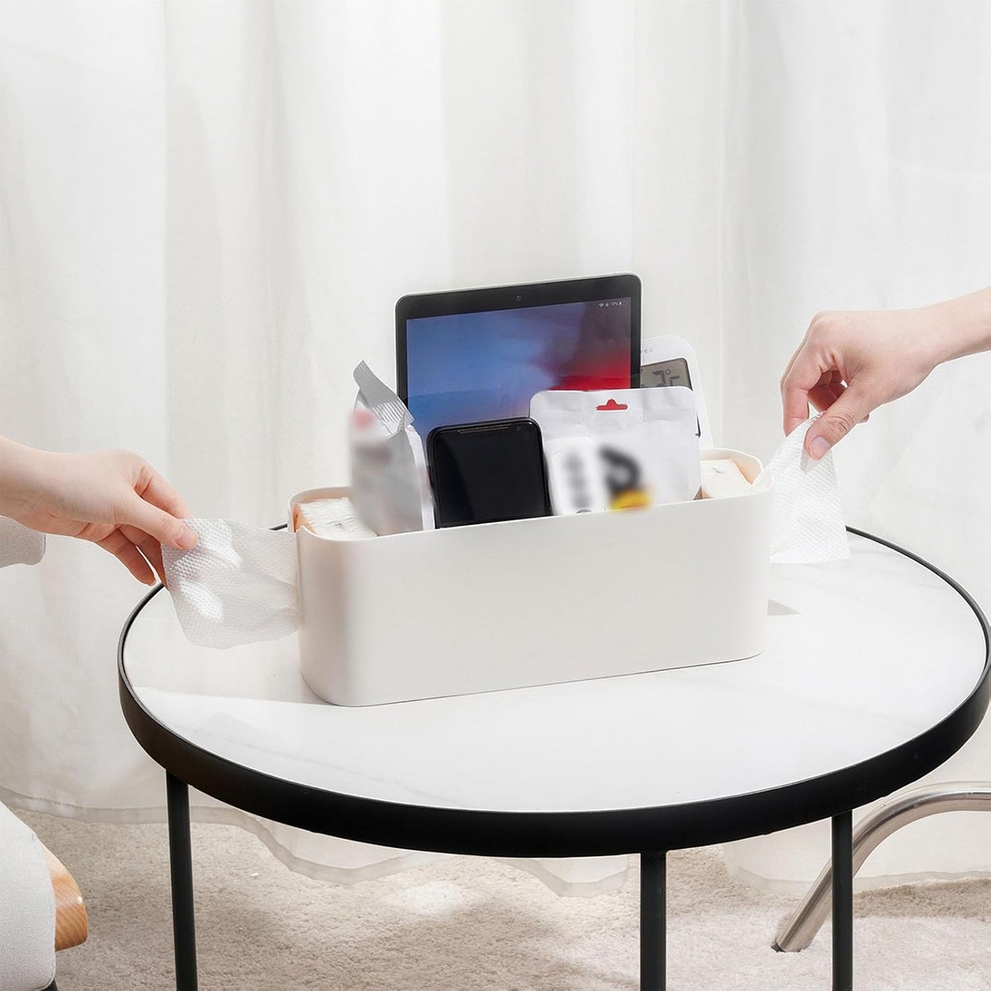 Bedside Hanging Caddy Hanging Storage Shelf Organizer Bed Organizer Basket Accessories with 2 Hooks for Baby Bed Rails Shelves Holder Dormitory College Dorm Room (White)
