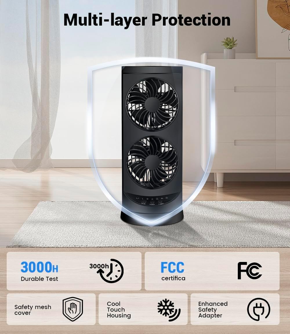 Tower Fan for Bedroom,24 ft/s Portable Desk Table Fan with Remote