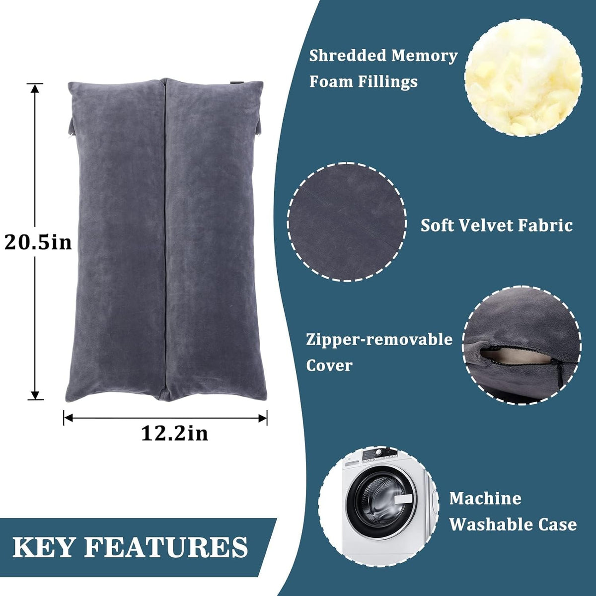 Arm Elevation Pillow Shredded Memory Foam Filled Arm Stabilizer Elevation Pillow for Swelling and Circulation Pain Relief for Shoulder Surgery and Leg Injury Washable Cover