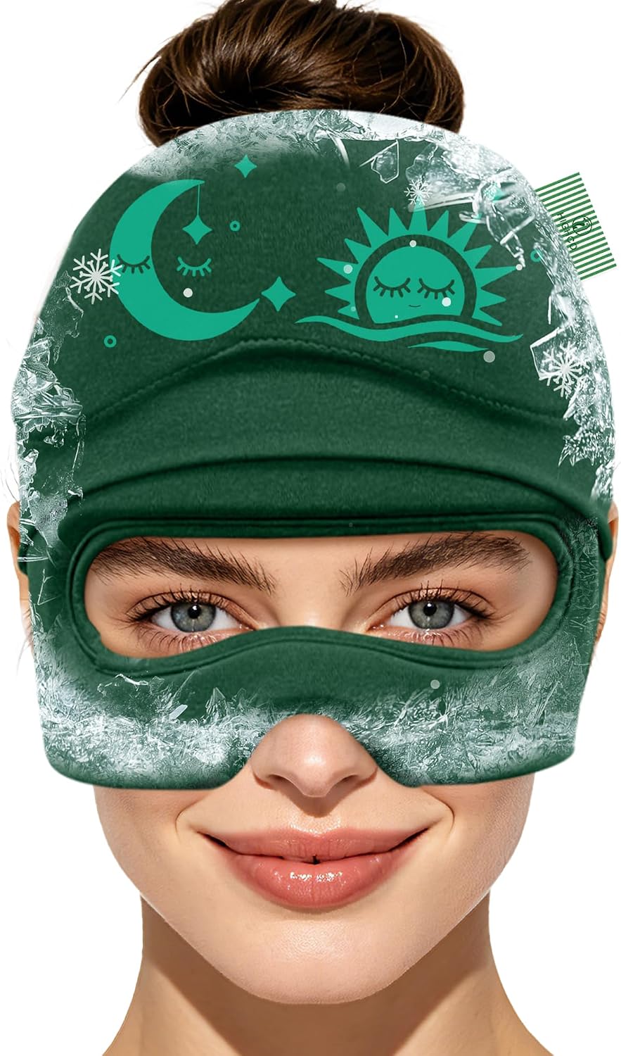 Migraine Relief Cap with Flip-up Eye Mask for Headache & Stress Relief | Headache Relief Hat for Hangover, Tension-Cold Compress Head Wrap