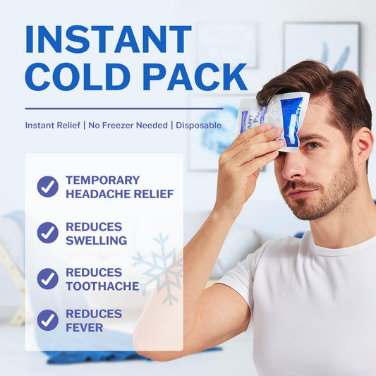50 Pack Instant Ice Packs for Injuries, Disposable Instant Cold Pack
