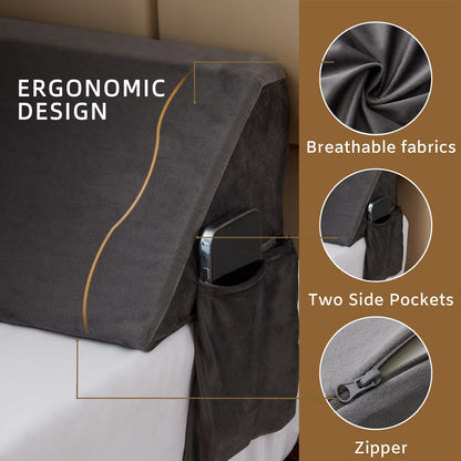 Bedluxe King Bed Wedge Pillow for Headboard, Fill The Gap (0-7")