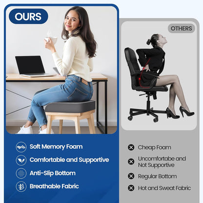 SweetSlubr Memory Foam Seat Cushion, Office Chair Cushion, 3-Inch, Large