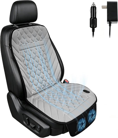 2026 Upgraded Ventilated Seat Cushion, 12V-24V Cooling Car Seat Cover for Front Seat, Cooled Seat Pad for Office Chair Sofa Car SUV Truck Universal Fit, Classic Black