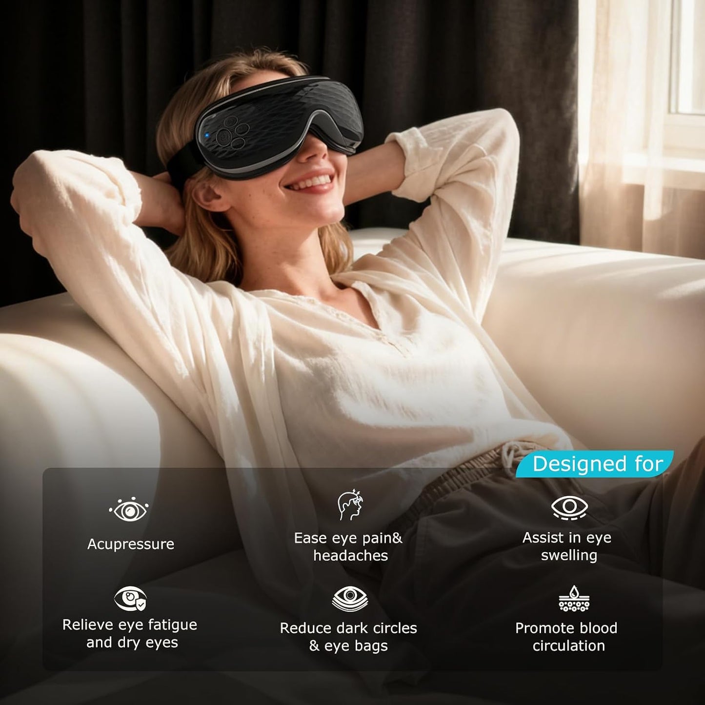 ALLJOY Eye Massager with Heat and Cooling, FSA Eligible HSA | Eye Massager with Removable Gel Mask, Birthday Gifts for Women Men Her Him Eye Care Devices for Migraine, Reduce Dry Eyes