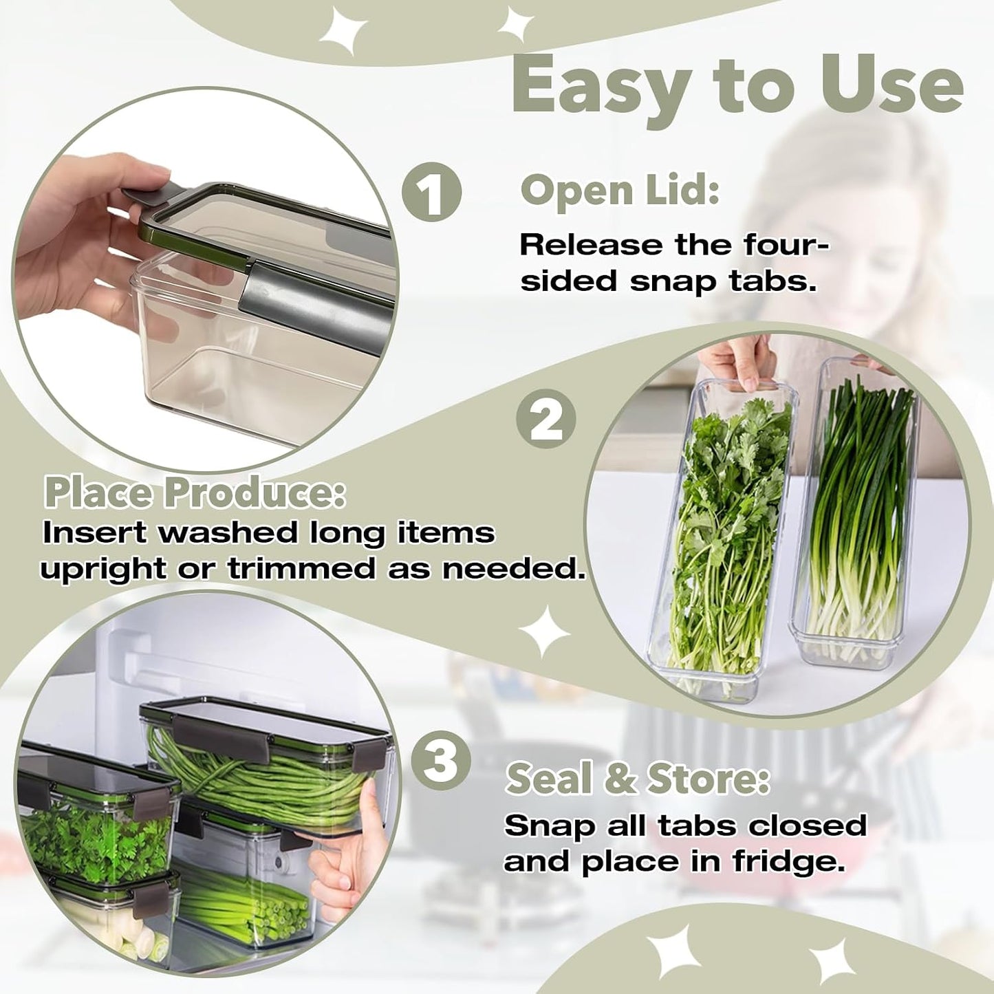Upgraded Celery Keeper for Refrigerator – 3cm Deeper, BPA-Free Vegetable Storage Container with Reinforced Locking Lid, Durable PP Bin for Fresh Celery, Carrots & Cucumbers