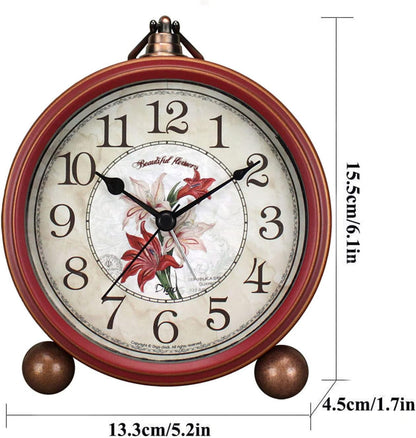 Maxspace 5.2in Analog Clock, Retro Silent Desk Clock Non-Ticking & Battery Operated with Quartz Movement,Clock Decor for Bedroom Living Room