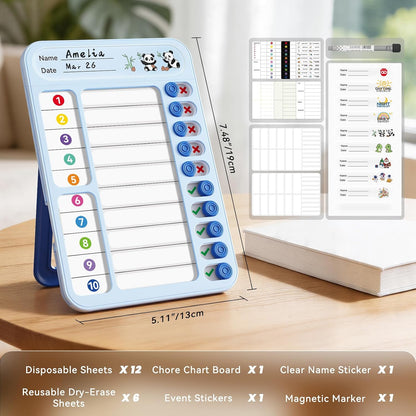 Chore Chart for Kids ADHD Tools to Do List Checklist Magnetic Planning Board with Sliders, Visual Schedule Board with Dry Erase Sheets, Sticker, Marker, Routine Chart for Kids - Pink