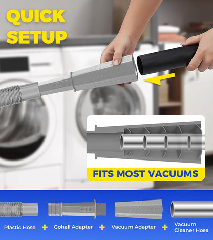 Dryer Vent Cleaner Kit - Flexible Dryer Lint Vacuum Hose Attachment | Lint Remover Compatible with All Vacuum Cleaner Laundry Room (Blue)