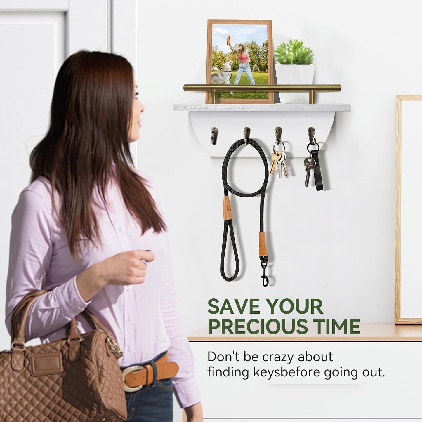 Key Holder Wall Mount Mail Organizer,4 Hook Semicircle Key Rack | Rustic Key Hanger for Entryway, Apartment Essentials, Home Decor Aesthetic