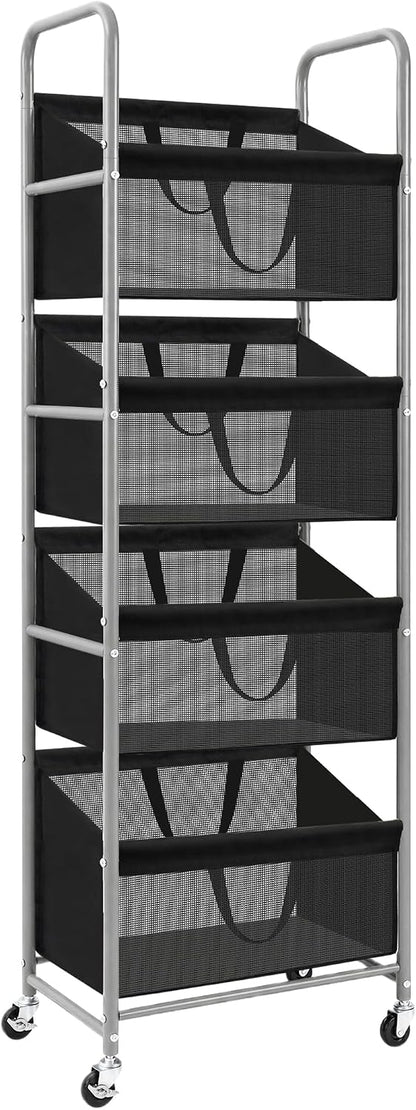 STO STO 3-Tier Vertical Rolling Laundry Hamper, Removable Bags, Black Mesh | 120L Capacity, Space-Saving Vertical Design, Rust-Resistant Steel Frame, Lockable Wheels, Ideal for Apartments & Small Spaces