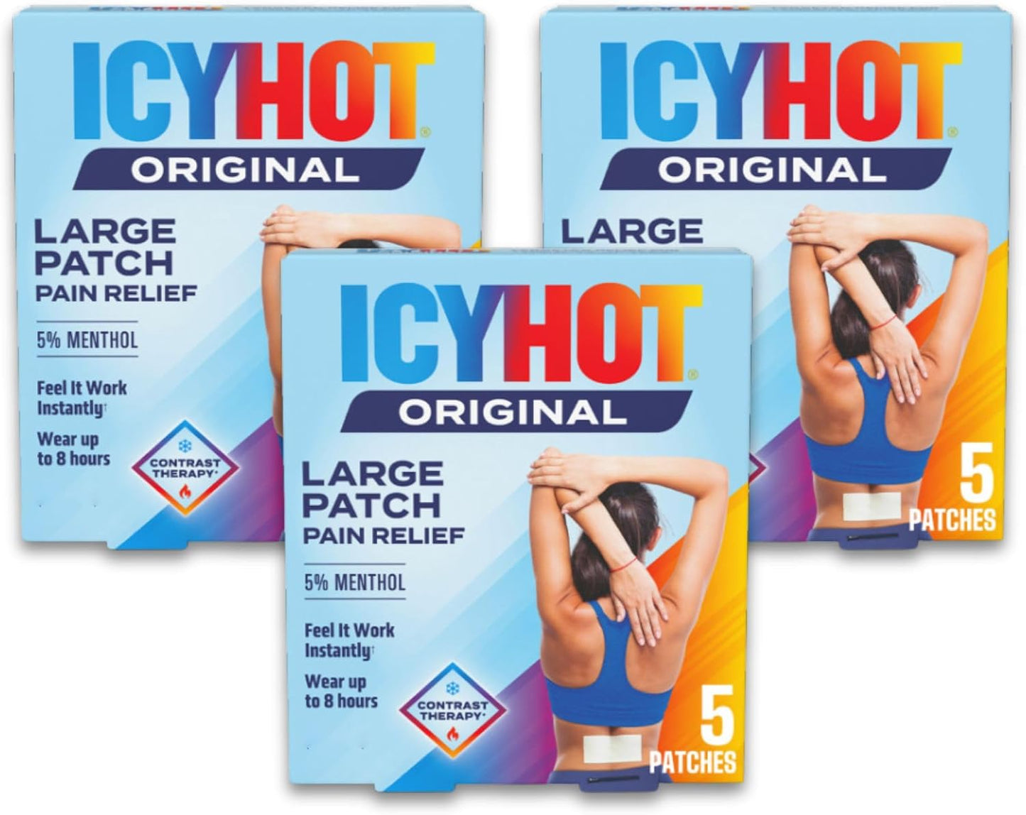 Icy Hot Medicated Patch Extra Strength Pain Relief Patch for Back or Large Area, 5 Count