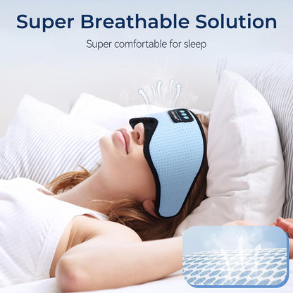 Sleep Eye Mask Bluetooth Headphones - 3D Contoured Zero Pressure Sleeping Masks 100% Blackout Eye Cover Breathable Sleeping Mask for Side Sleepers Wireless Earphone Ear Muff Headband Women Men Gift