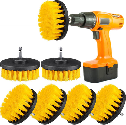 6 Pcs Drill Brush Attachment Power Scrubber Cleaning Kit Multi Purpose Set Brushes for Bathroom Surfaces Tub Grout Shower Kitchen Tile Auto Car Boat