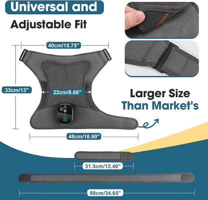Upgraded Shoulder Heating Pad, Heated Shoulder Brace with 5 Heat Levels and 5 Vibration Modes for Men and Women Rotator Cuff, Arthritis and Frozen Shoulder Pain Relief