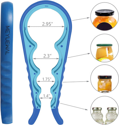 Jar Opener Bottle Opener for Weak Hands, 5 in 1 Multi Function Can Opener Bottle Opener Kit with Silicone Handle Easy to Use for Children, Elderly and Arthritis Sufferers (New red)