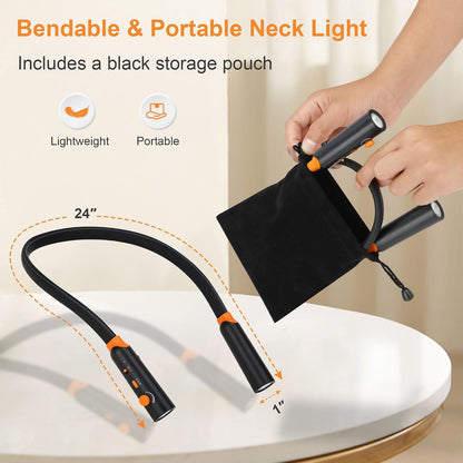 Red Amber Neck Reading Light, Rechargeable Night Book Light