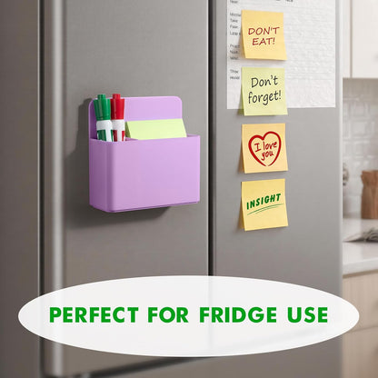 2 Pack Magnetic Pen Holder Cup for Whiteboard, Classroom Supplies | Plastic Magnetic Dry Erase Marker Holder for Refrigerator Fridge, Pencil Cup for School, Locker Accessories Organizer-White