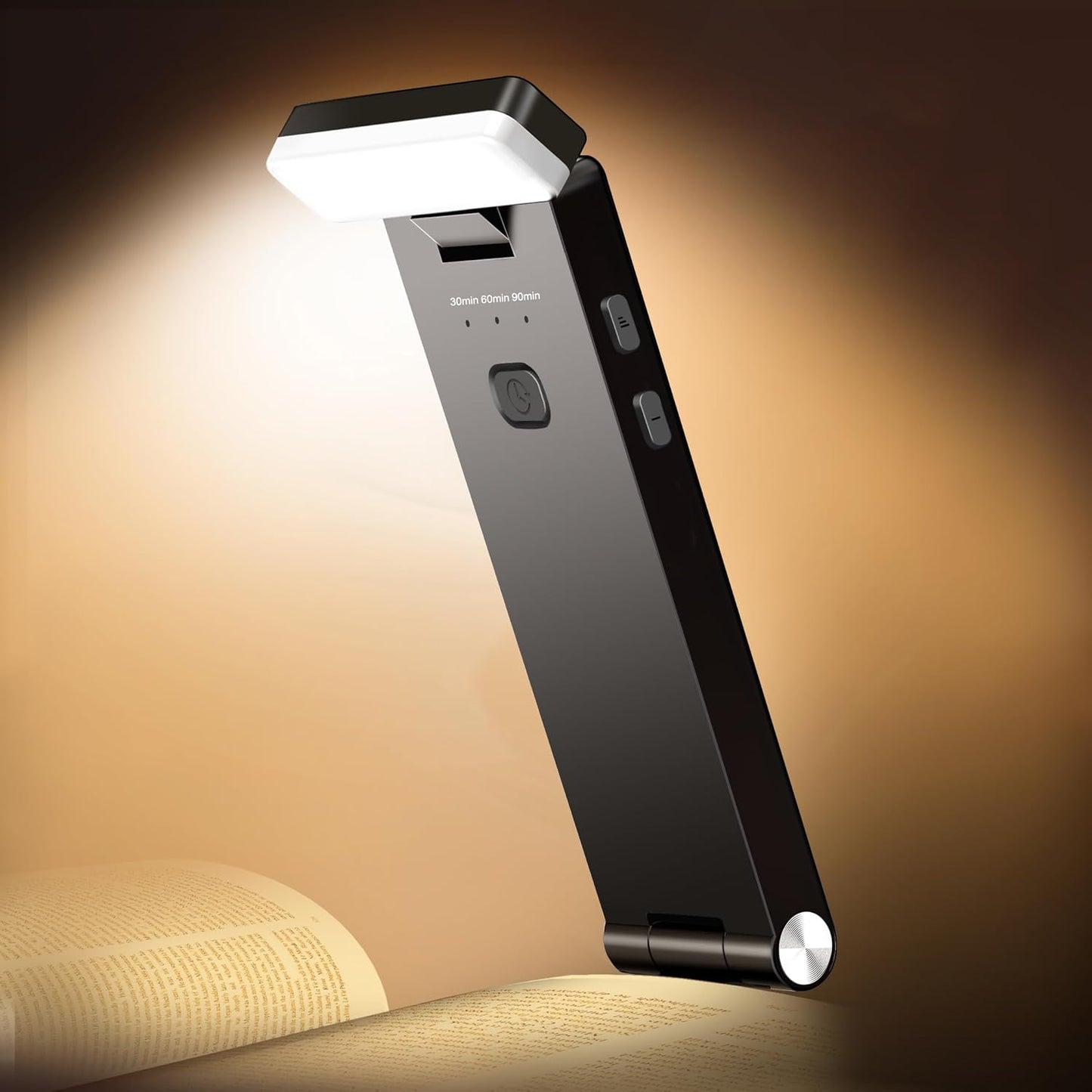 Book Lights, Rechargeable Reading Light in Bed, Smart Adjustable Reading Lights, Portable Bookmark Night Lamp, Built-in Battery & LCD Display, with Timer, Clock, Alarm, Date