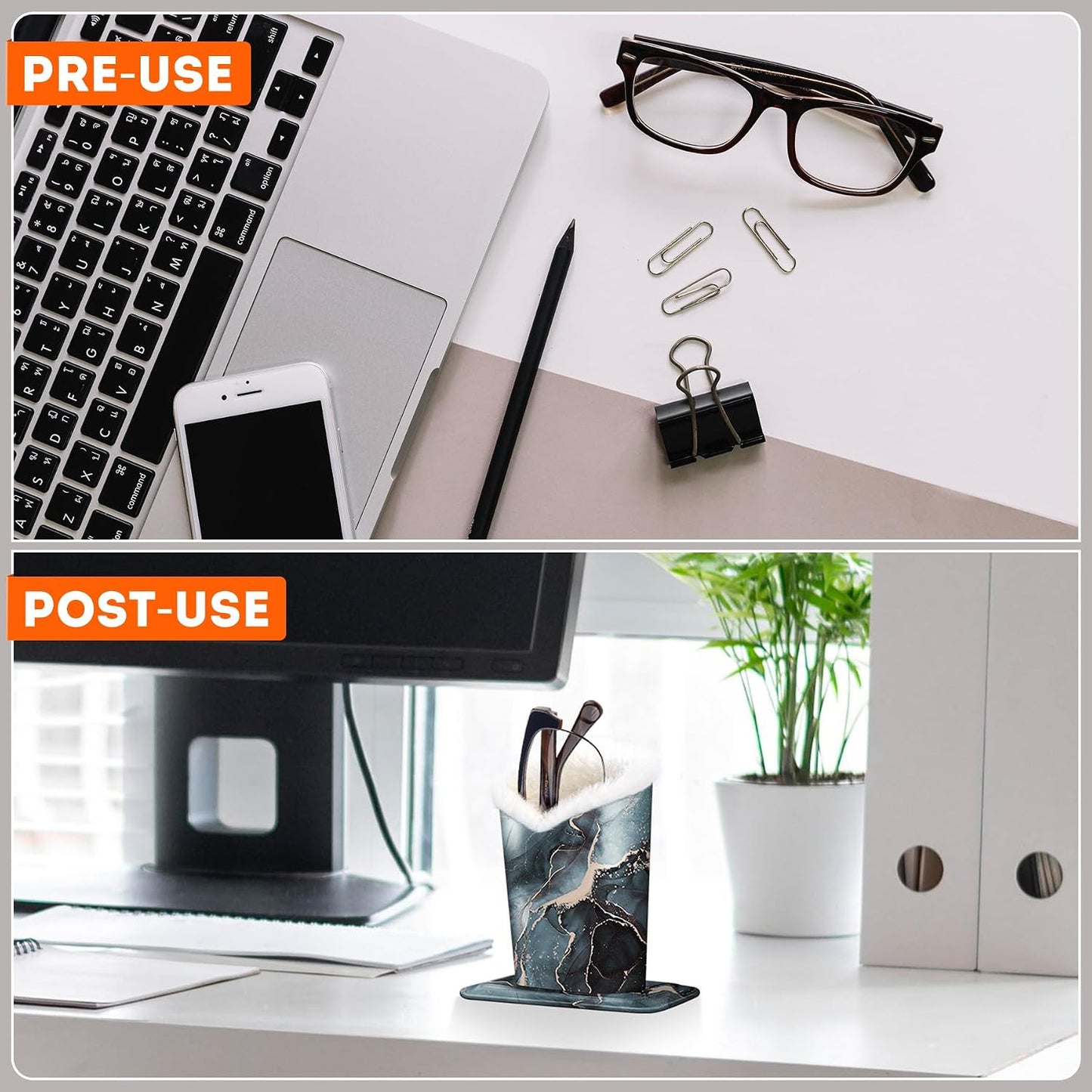Plush Lined Eyeglasses Holder, PU Leather Glasses Stand Case