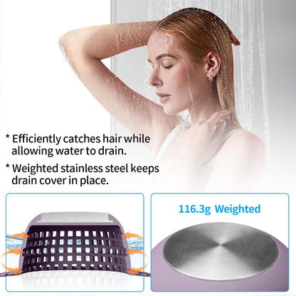 Aluvor Shower Drain Hair Catcher Bathtub Drain Cover Sink Drain Protector | Bathroom Sink & Bathtub Drain Strainer for Pop-Up & Regular Drains, Silver Grey