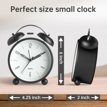 JALL Analog Alarm Clock, 4 inch Super Silent Non Ticking Small Clock with Night Light, Battery Operated, Simple Design, Old Fashioned Style Ideal Decor, for Bedroom, Bedside, Desk, Adult, Gift, Green