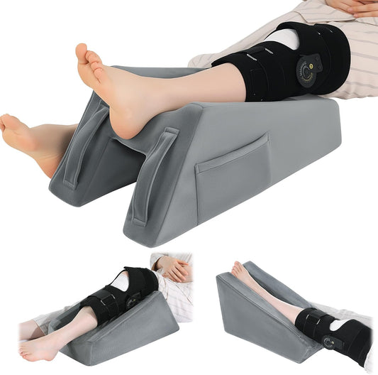 ROYALAY Knee Replacement Recovery Aids with Pockets, Knee Elevation Pillow Post Surgery with Handles, Leg Elevation Support After Hip Ankle Foot Surgery