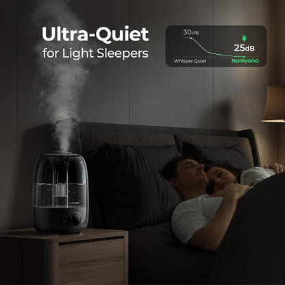 Homvana Top-Fill Cool Mist Humidifiers for Bedroom, Large Room(4L,Black)