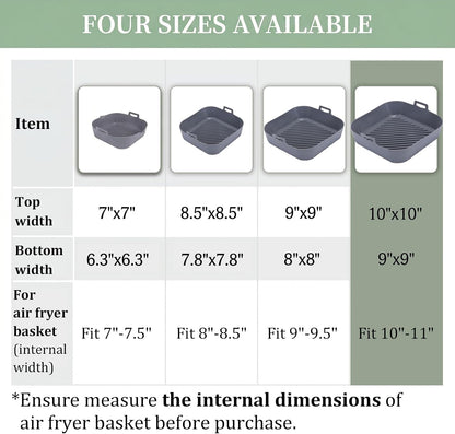 Golden Associate Silicone Liners Square for 8 to 8.5 inch Air Fryer, 2 Pcs Non-stick Food-grade Reusable Basket Baking Tray Airfryer Accessories
