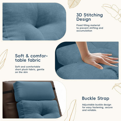 2 Piece Neck Pillow and Lumbar Support Back Cushion Set for Recliner, Beige