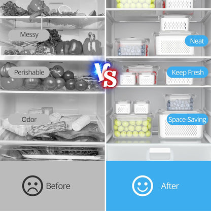 damynuo 10Pack Fruit Storage Containers for Fridge - Berry Containers with Vent and Handle Lids, Fruit Containers for Fridge with Colander, lettuce keeper for Refrigerator Organizers and Storage