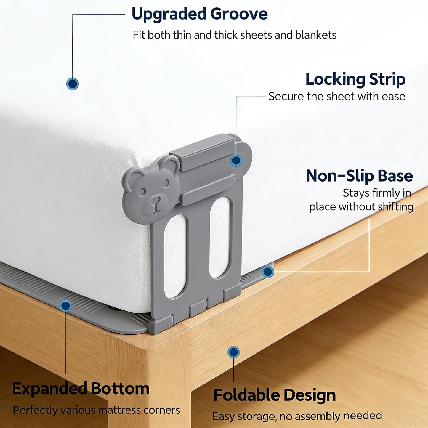 4-Pack Bed Sheet Holders for Corners, Heavy-Duty Mattress Straps with Reinforced Clips, Fabric-Safe Sheet Grippers, Universal Fit forFit All Sheet Size (White)