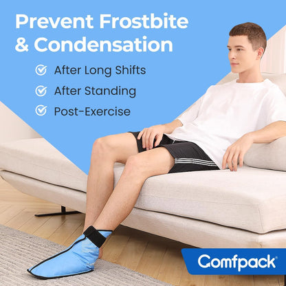 Comfpack Large Foot Ice Pack Wrap for Full Foot Ankle Pain Relief, Long Lasting Cold Ice Boot for Swelling After Surgery, Sore Feet, Broken Foot, Plantar Fasciitis, Gout, Bunion
