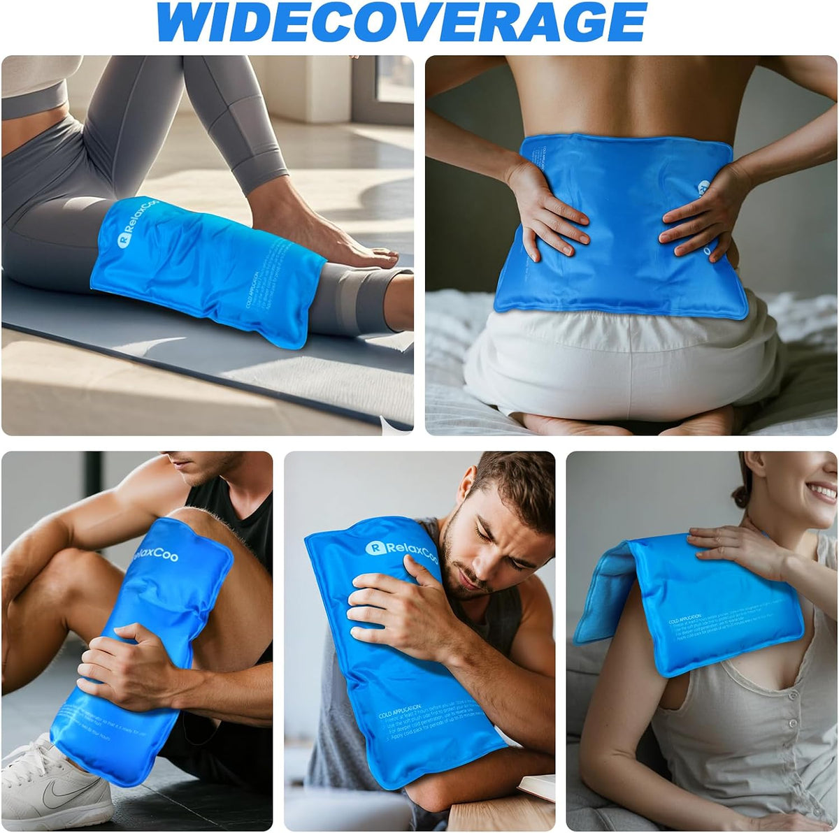 RelaxCoo Large Flexible Ice Pack for Injuries Reusable Gel, 11x14.5 Inches, Cold Compress for Hip, Shoulder, Knee, Back Pain, Swelling, Bruises, Surgery