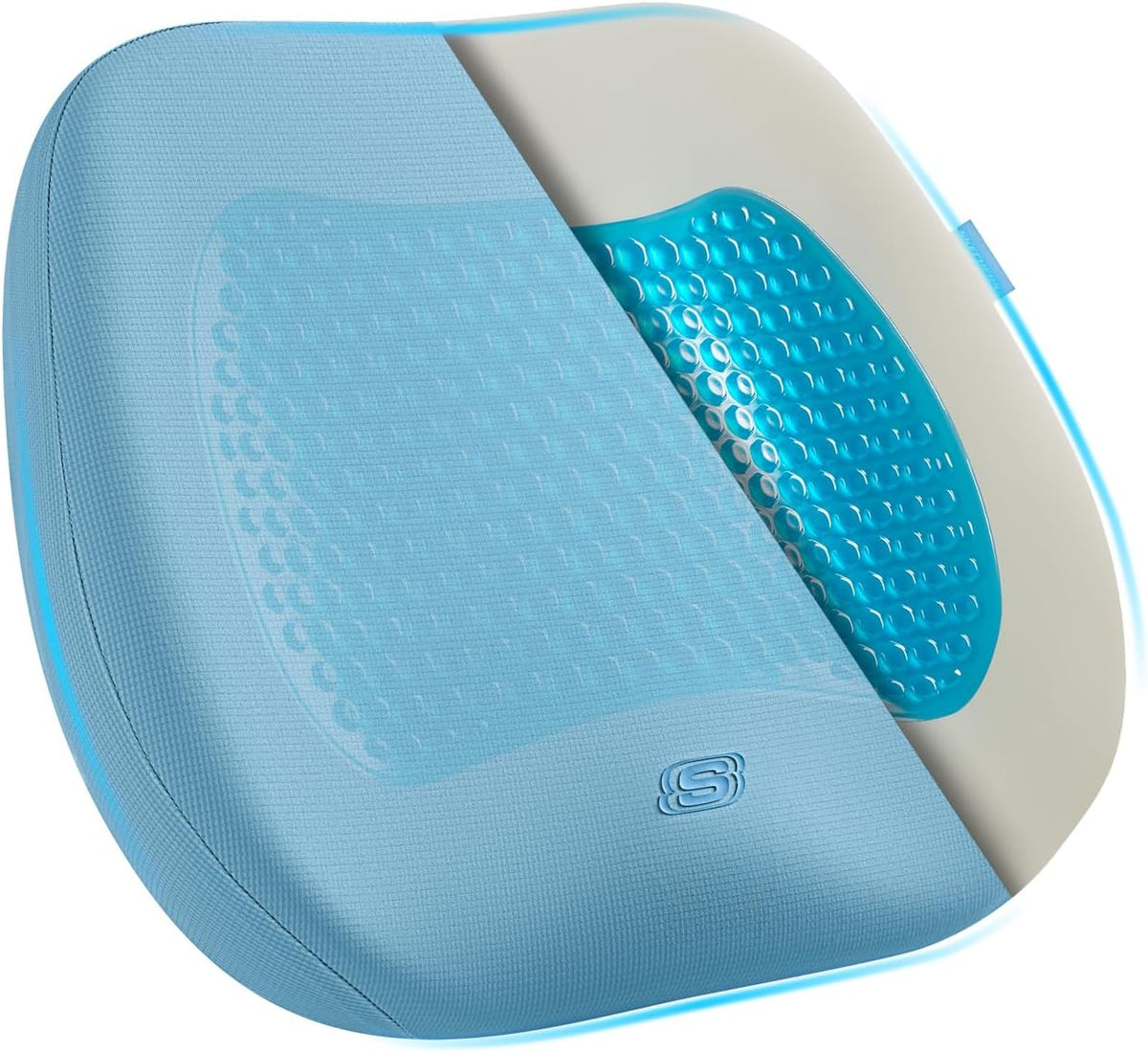 Skechers Seat Cushion Premium Gel & Memory Foam-Office Chair Cushion for Tailbone Pain Relief,Butt Pillow for Office Chair,Car seat Cushion,Long Sitting Office Workers,and Car Drivers,Black