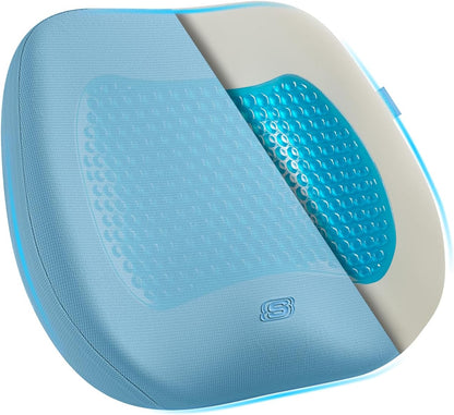 Skechers Seat Cushion Premium Gel & Memory Foam-Office Chair Cushion for Tailbone Pain Relief,Butt Pillow for Office Chair,Car seat Cushion,Long Sitting Office Workers,and Car Drivers,Black